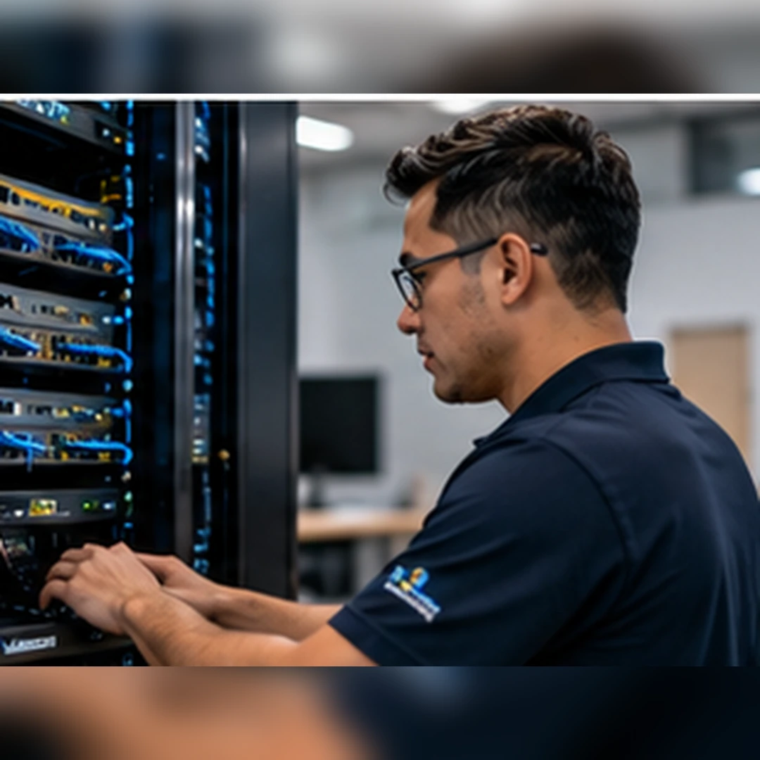 PBX technician installing